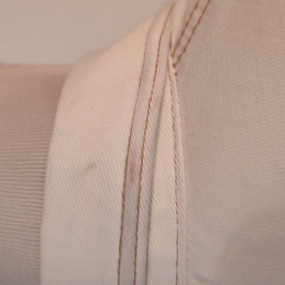 Free People Size M Cream Beige Long Sleeve Button Up Denim Jacket - Picture 3 of 7